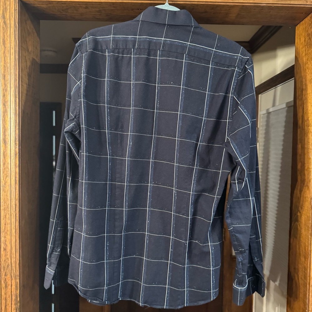 Reiss Navy Striped Dress Shirt- Slim Fit (XL) - Picture 2 of 8
